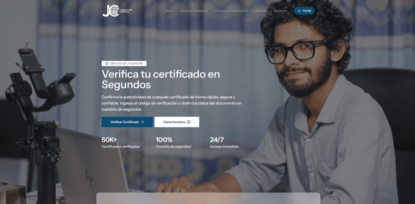 Demo Certificados - Sistema de verificación de certificados que permite confirmar la autenticidad de documentos de forma rápida, segura y confiable.