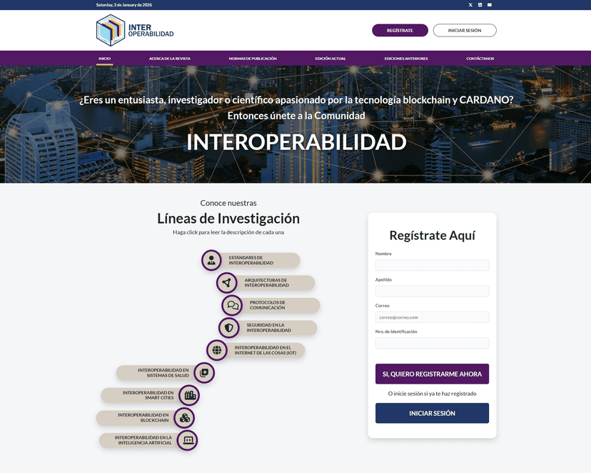 Interoperabilidad - Plataforma web para la carga, revisión y gestión de revistas científicas, integrando tecnología blockchain para trazabilidad y validación de información.