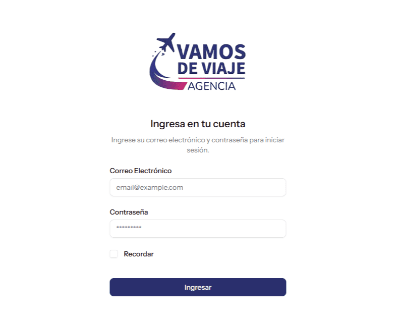 Sistema Administrativo "Vamos de Viaje" - Sistema administrativo para gestión de clientes, registro de ventas de boletería, itinerarios y aerolíneas, optimizando procesos y centralizando la información operativa.